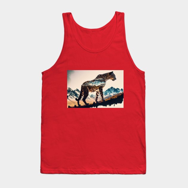 Double exposure Snow leopard Tank Top by ABART BY ALEXST 